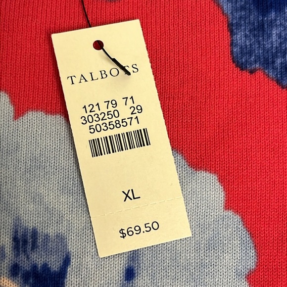NWT Talbots Womens Sweater Floral Short Sleeve Scoop Neck Cotton Blend Size XL - Picture 4 of 11